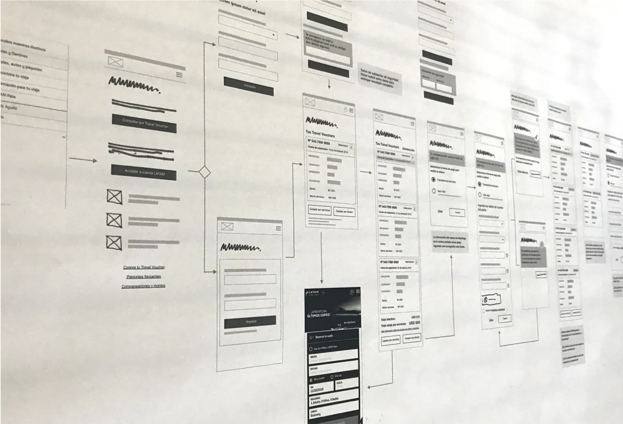 Digital redemption flow — wireframes